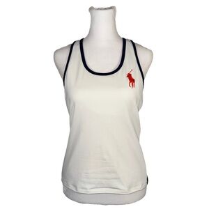 Ralph Lauren US Open White Blue & Yellow Racer Back Tennis Tank Woman’s Size M